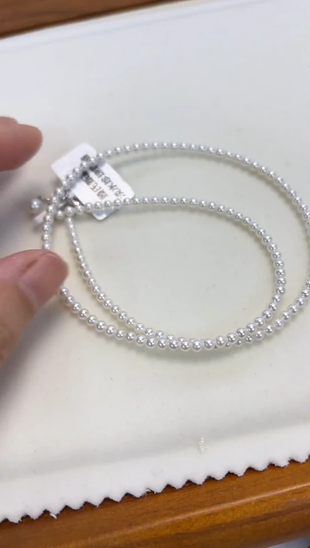 颈饰银S925镶嵌淡水珍珠一****i3-4mm白珠项链