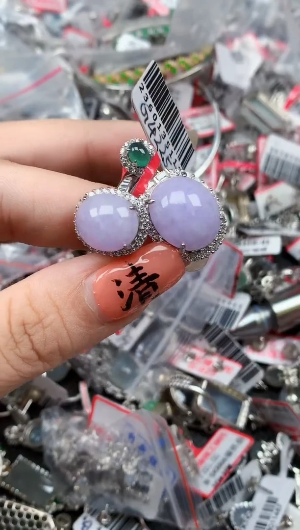 银S925镶嵌戒指翡翠天然A货缅甸翡翠