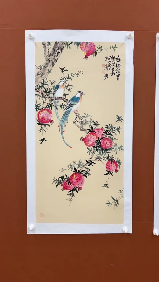 国画李文峰三尺整张没骨花鸟