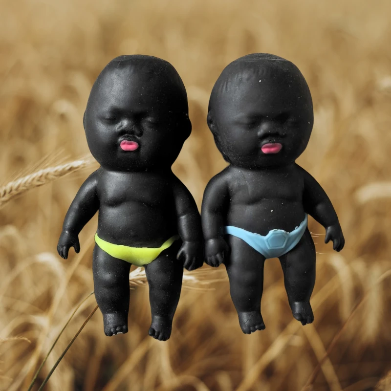搞笑可爱黑人娃娃解压趣味学生玩具捏捏乐公仔有趣玩偶晚自习玩具