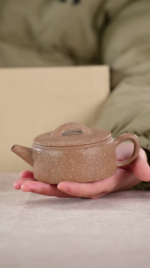 茶壶紫砂手磨粗砂老段泥精工平底汉瓦160cc