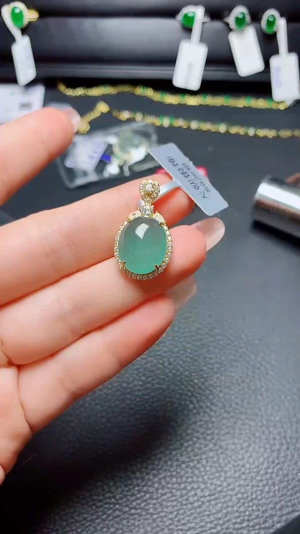 银S925镶嵌戒指翡翠天然翡翠A货s925银镶