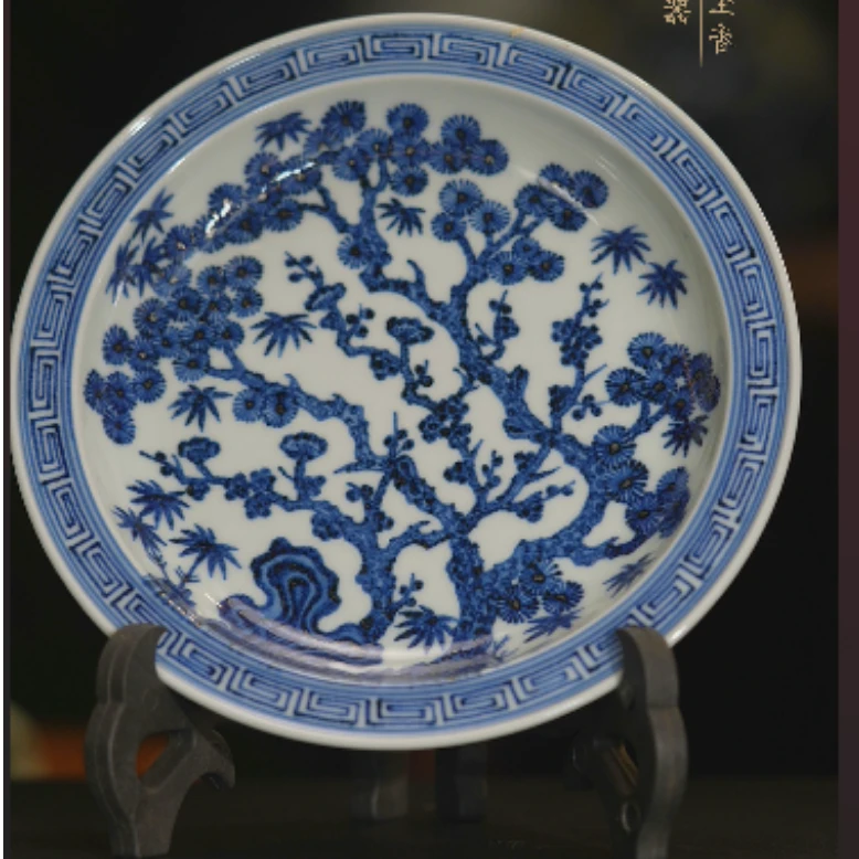 占春生窑松竹梅折沿壶承