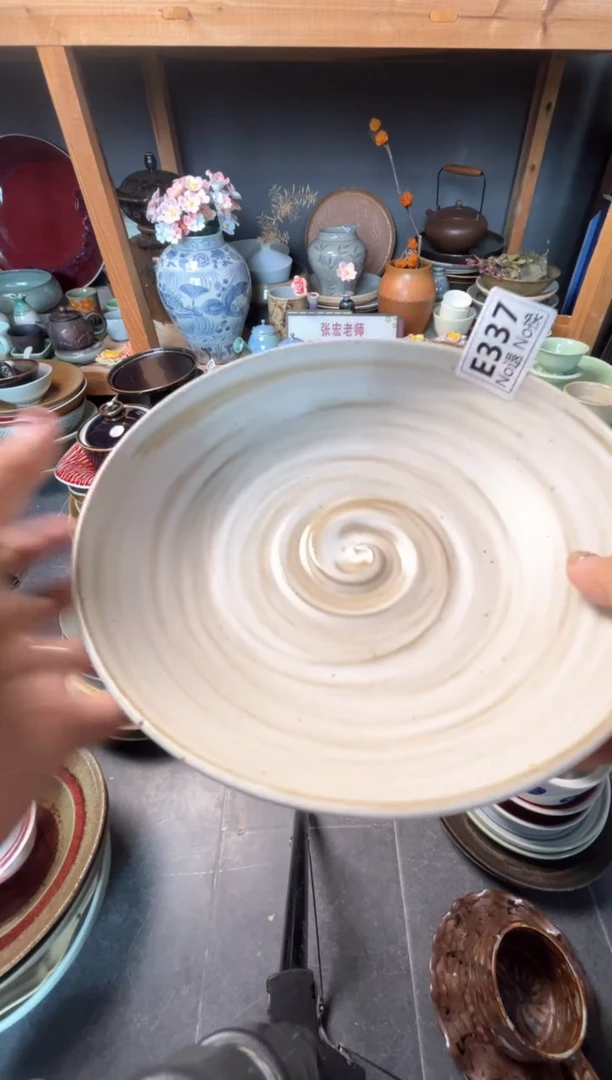 瓷片听**雨e337白色麻点手工盘样品