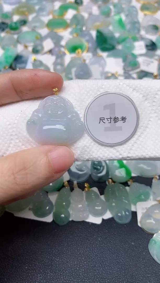 颈饰18K金镶嵌翡翠天然缅甸A货翡翠