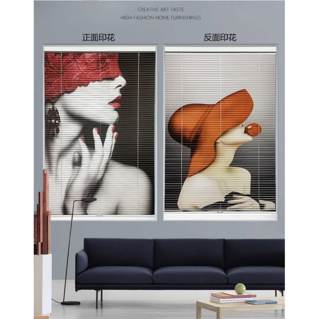 双面印花铝合金百叶窗帘2025厨卫卧室定制遮阳帘无拉绳免打孔新款