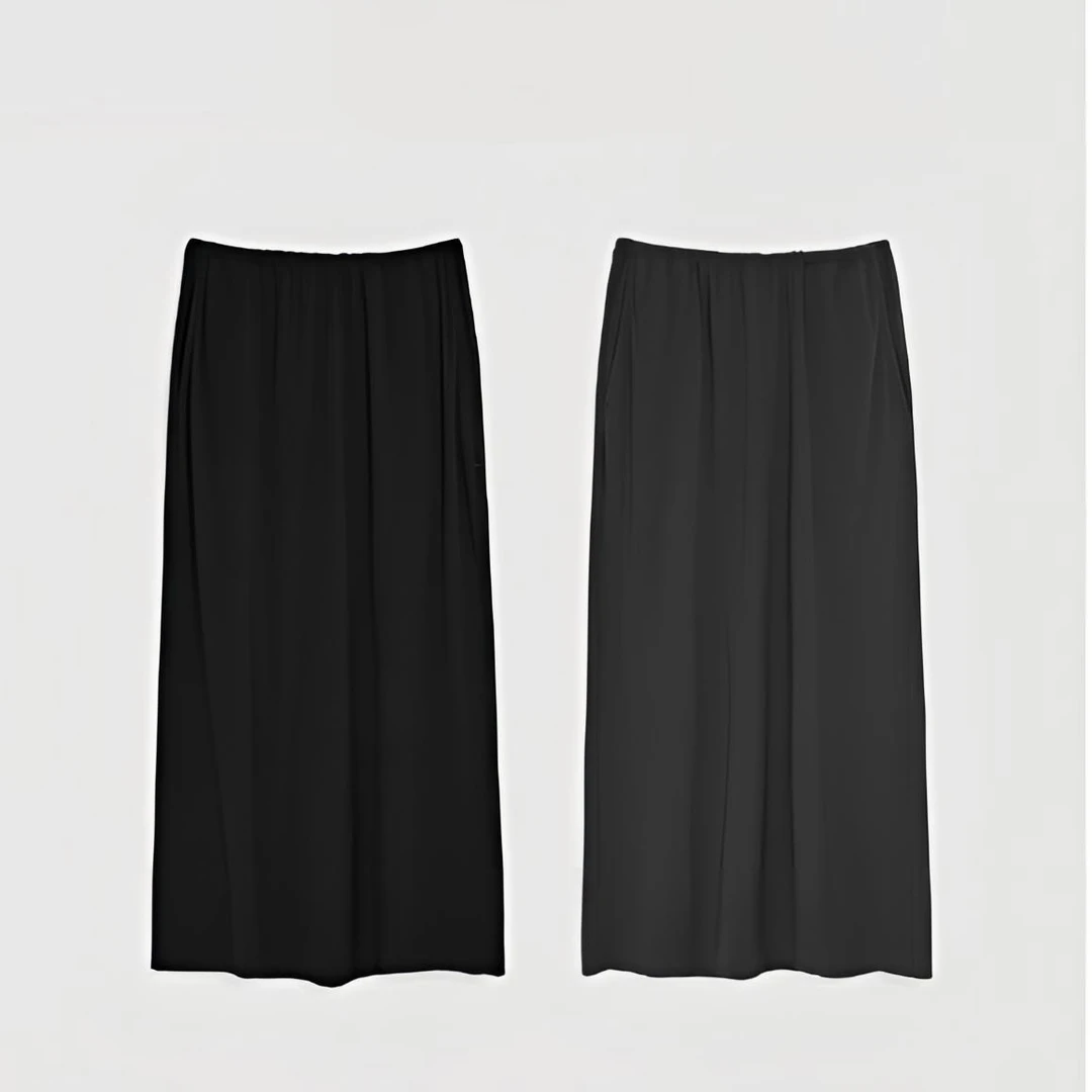 【茉舍】YEARLY PLAN 随性抽绳简约黑色长裙半身裙女P5ASKT1851-900