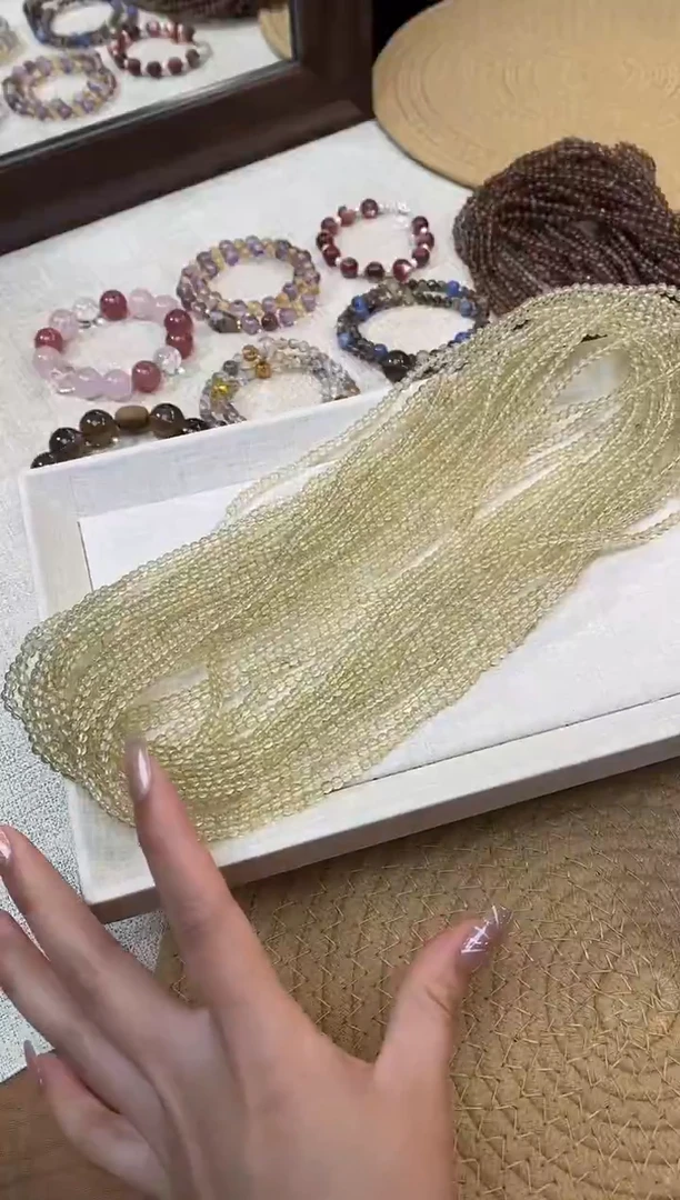 合金手链水晶《财富之灵》巴西黄水晶素圈手串三圈3-4mm多样性发一