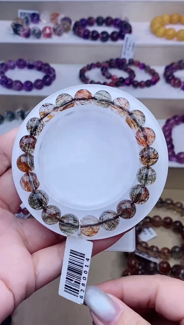 未镶嵌手串发晶黑金超七单圈9m+