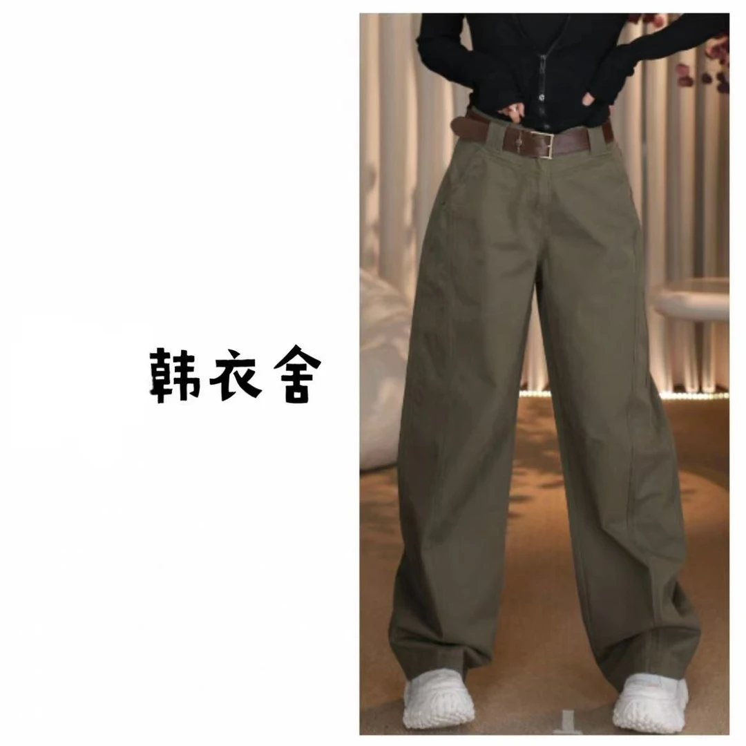 央旭韩衣舍 同款 秋季高腰百搭显瘦美式工装裤5856