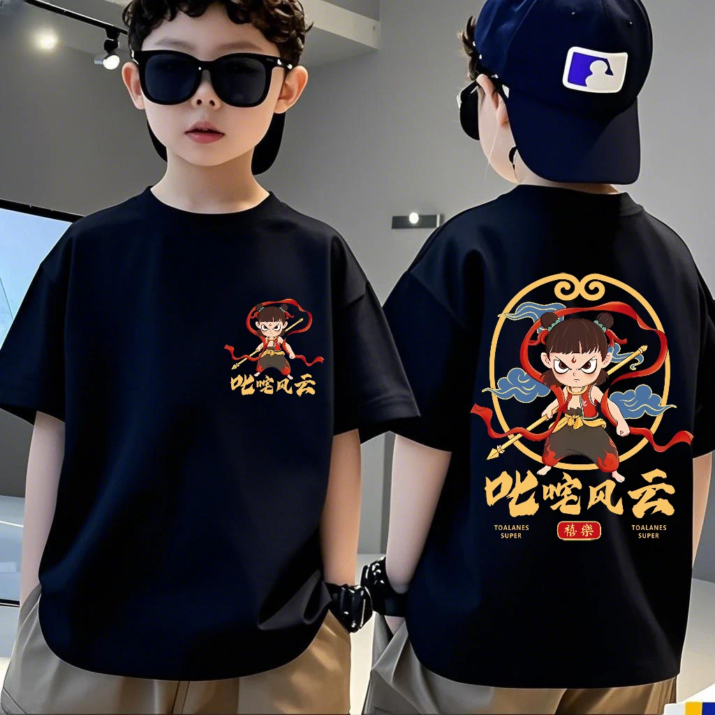 KK-005男童短袖纯棉T恤夏季新款哪吒叱咤风云帅气中大童宽松圆领