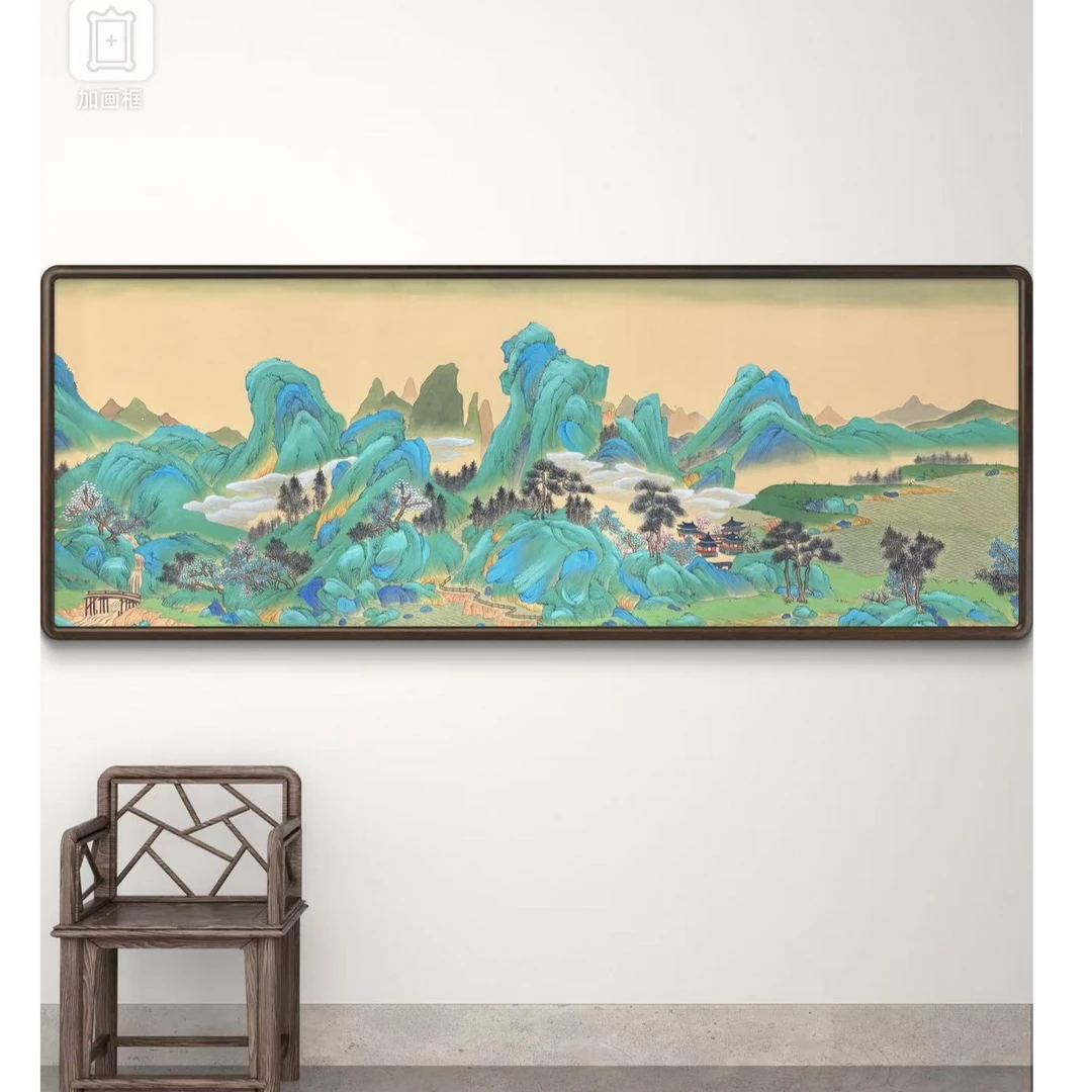 江山如画绢本金卷-陈占伟亲笔手绘-3米金卷