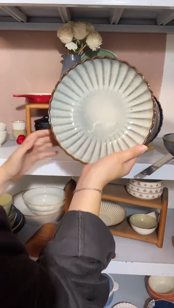 瓷微瑕（1个装）天目菊深盘