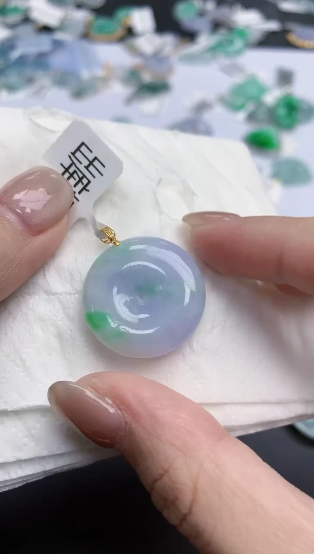 【闪购商品】翡翠颈饰18K金镶嵌天然缅甸翡翠A货