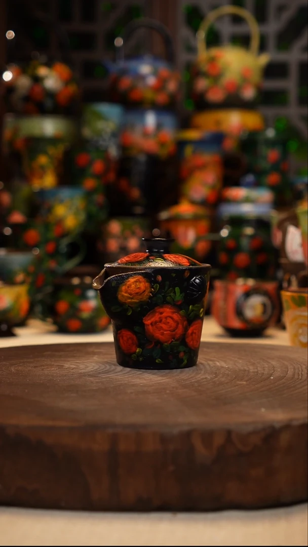 紫砂油画手绘釉下彩