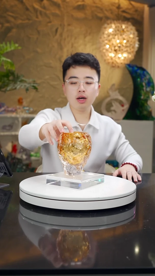 手工艺品琉璃琥珀色水波纹香薰瓶