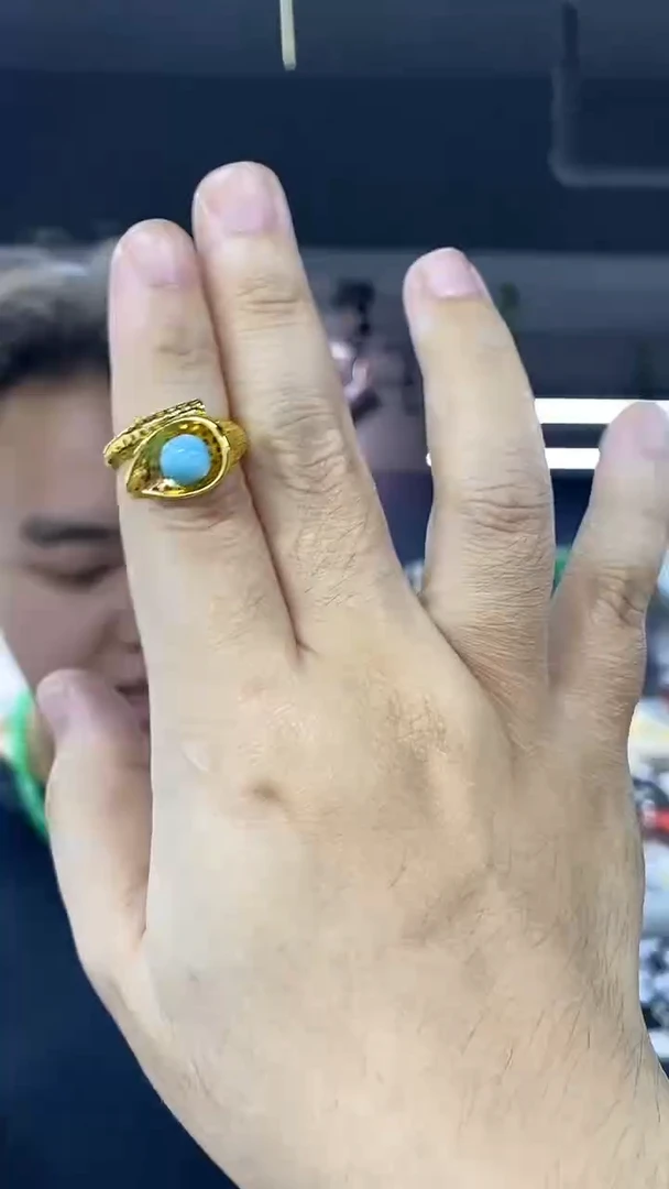 未镶嵌针钠钙石（海纹石）戒指多样性发其一颜色微差