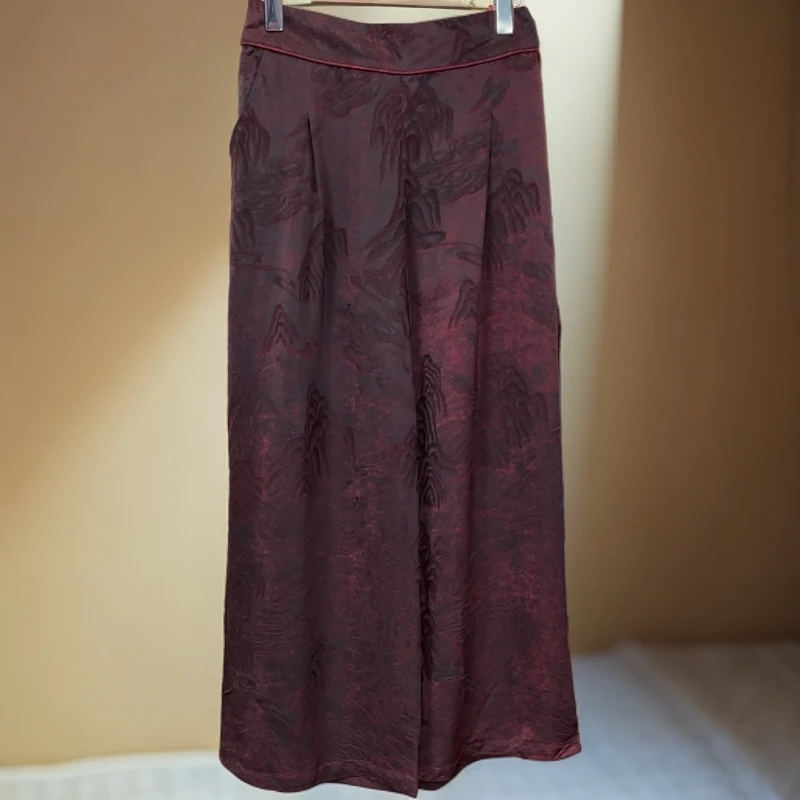 8244-鸿运当头-中式裤子提花新中式阔腿时尚宽松休闲百搭