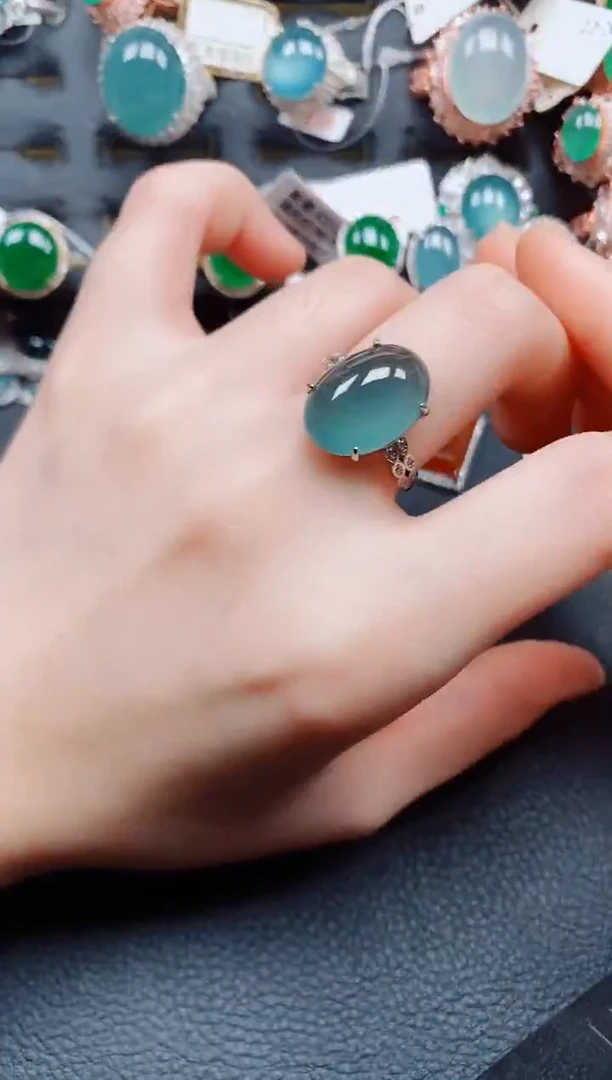 银S925镶嵌戒指翡翠翡翠