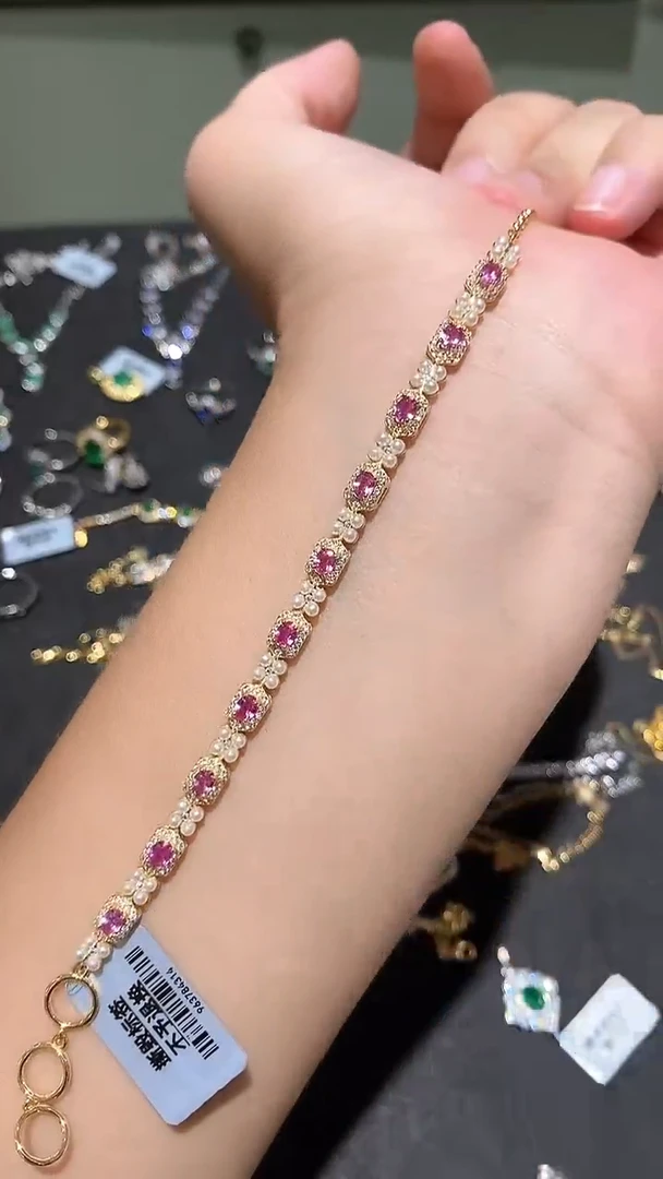 蓝宝石手链银S925镶嵌手链