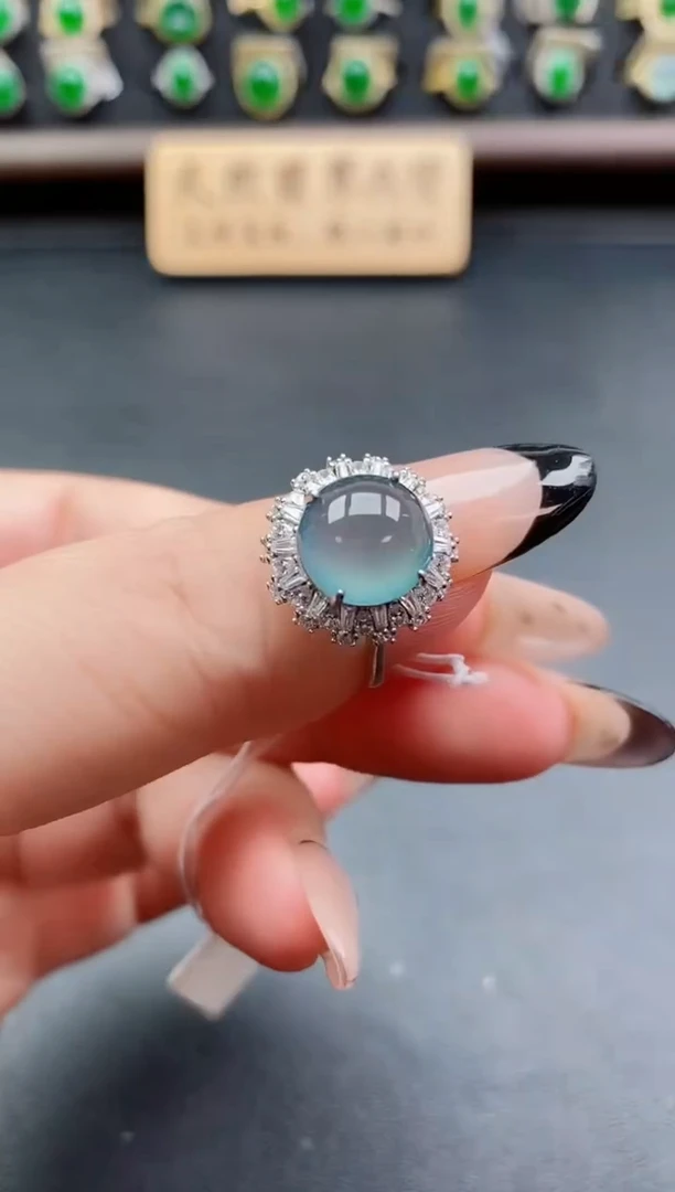 银S925镶嵌戒指翡翠1