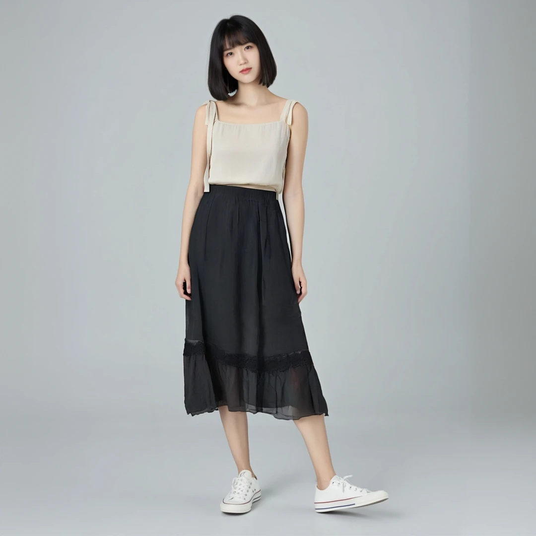 100%桑蚕丝半截裙25DAK0336