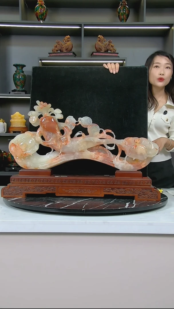 石材红花冰料人生如意