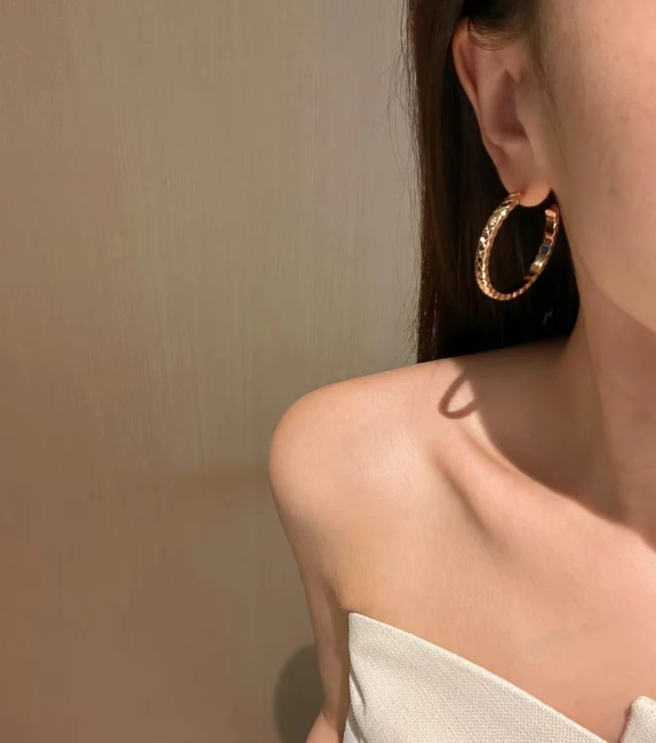 【菱格大号间钻耳环】气质轻奢时尚百搭复古欧美设计感