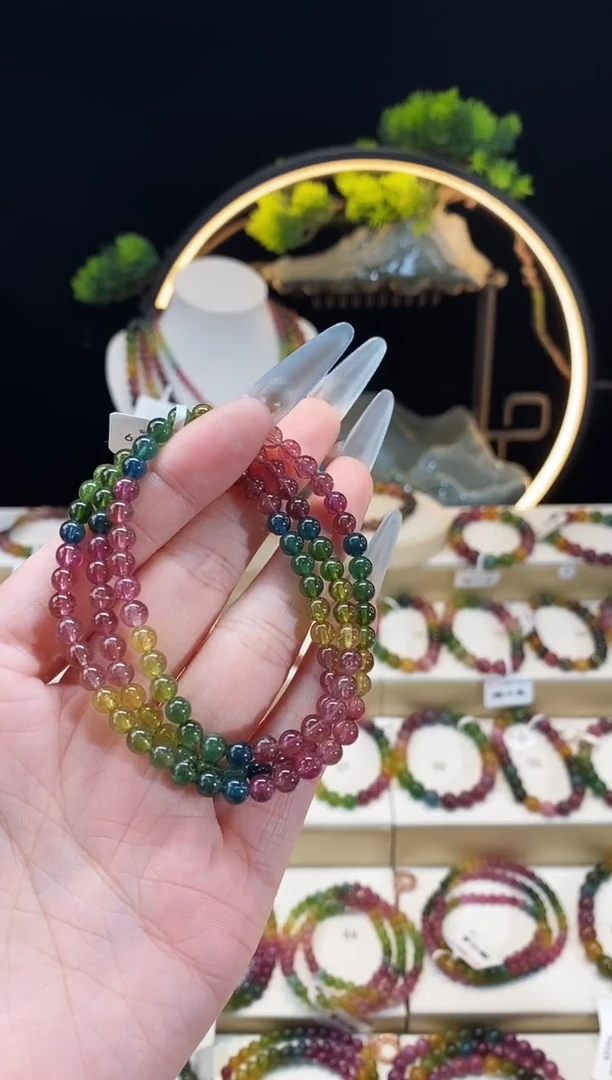 【闪购商品】碧玺手串未镶嵌G2458三圈颜色微差