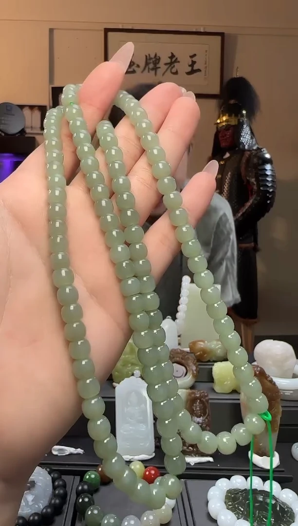 【闪购商品】和田玉且末蓝老型珠未镶嵌长链