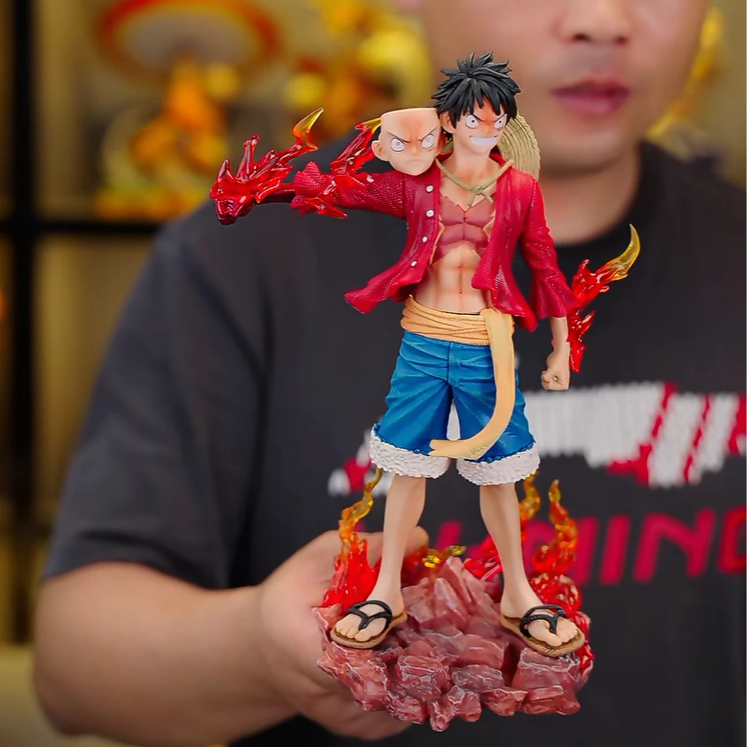 站姿路飞双头雕海贼王动漫GK手办模型摆件