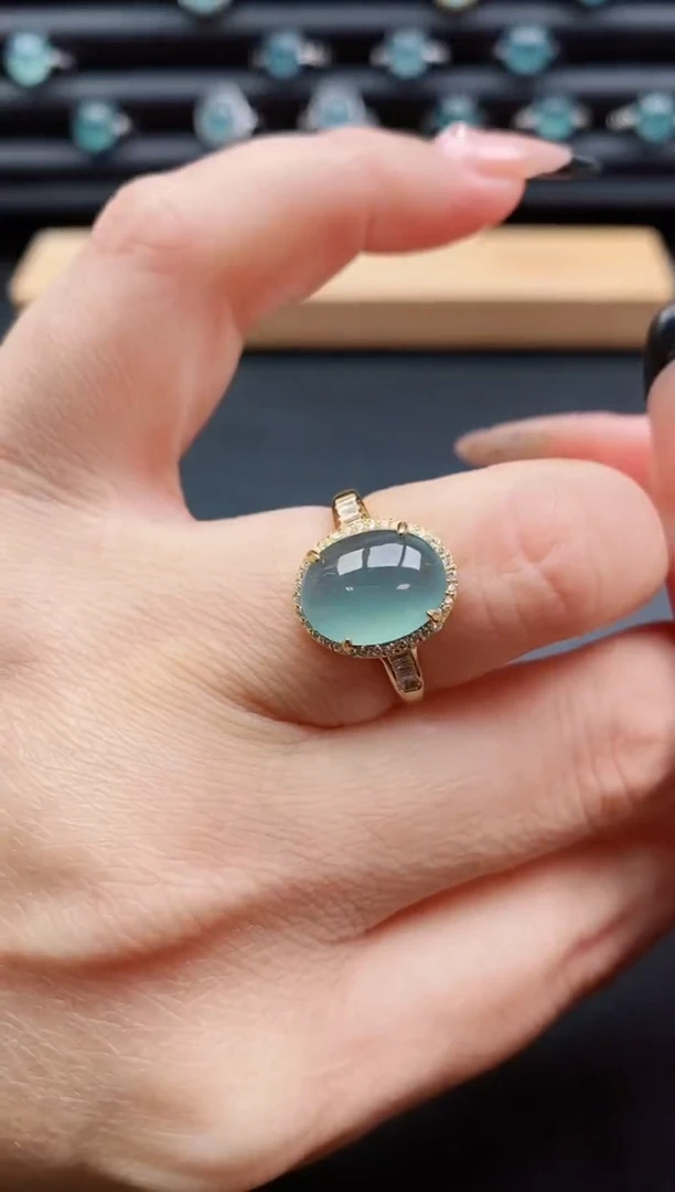 银S925镶嵌戒指翡翠1