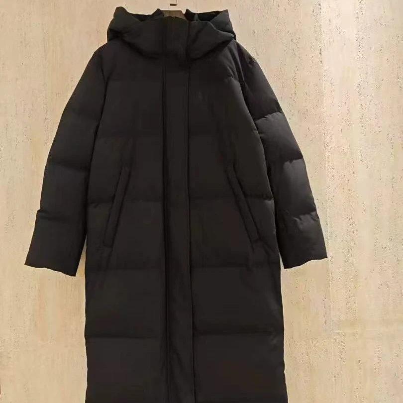 【糖糖】“长款加厚连帽过膝外套”显瘦百搭轻便保暖耐穿冬季外套