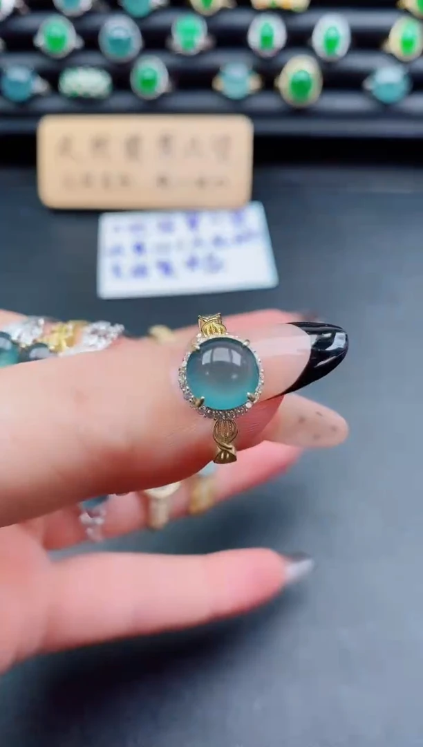 银S925镶嵌戒指翡翠1