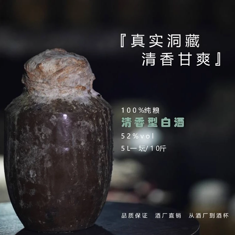 大地魂年份坛子酒-52度清香型5L/10斤装古法纯粮打木架发货52度5L