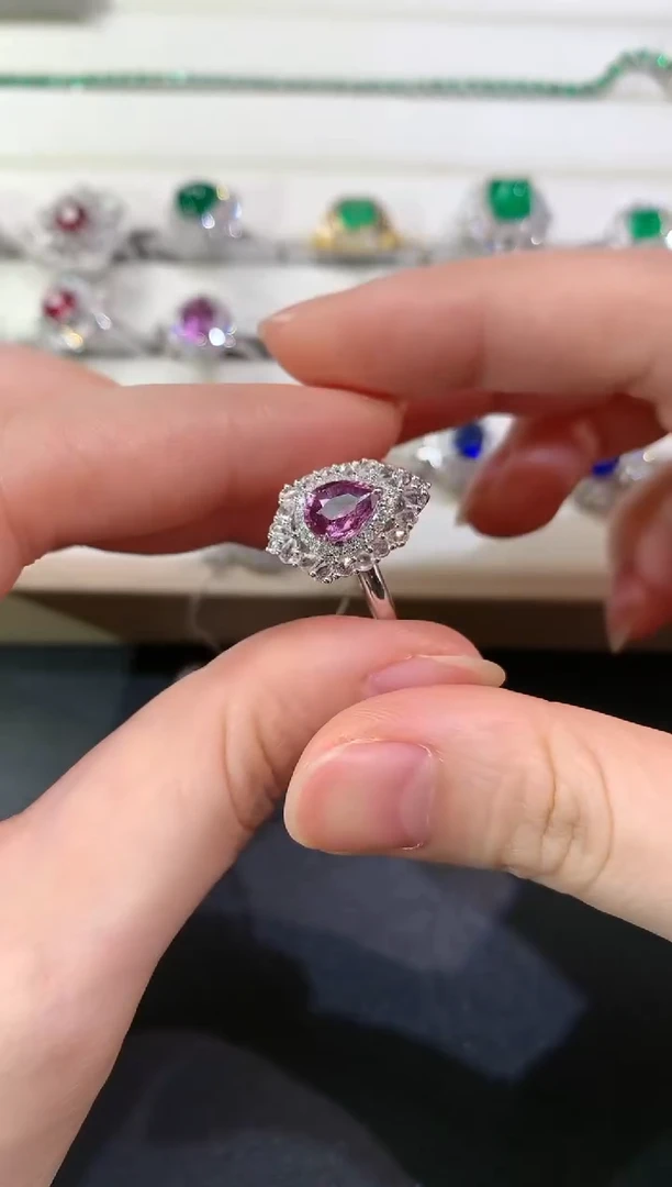 彩色蓝宝石戒指18K金镶嵌D42|9800