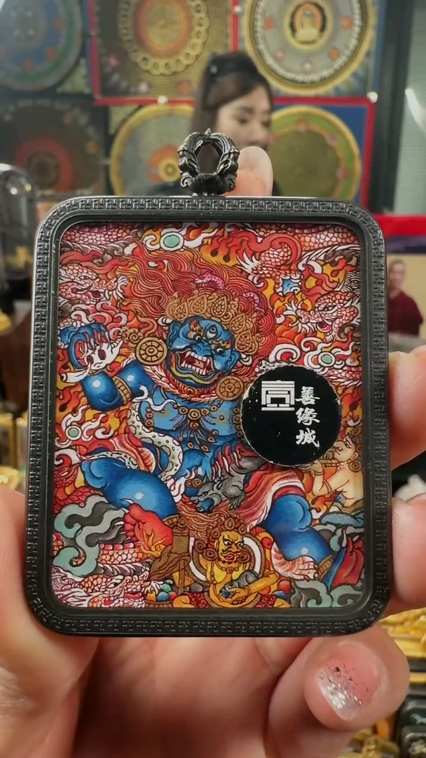 吊坠壹善缘城手绘唐卡黑C