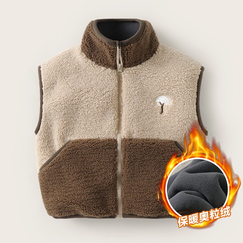 【清仓】右欧男童马夹毛毛马甲奥利绒背心加绒秋冬儿童外穿U14358