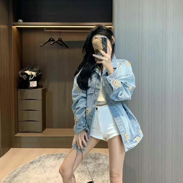 套装女士2025春季新款韩系时尚宽松潮流百搭长袖外套高腰显瘦短裤