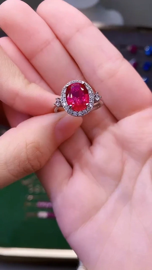 银S925镶嵌戒指红宝石156