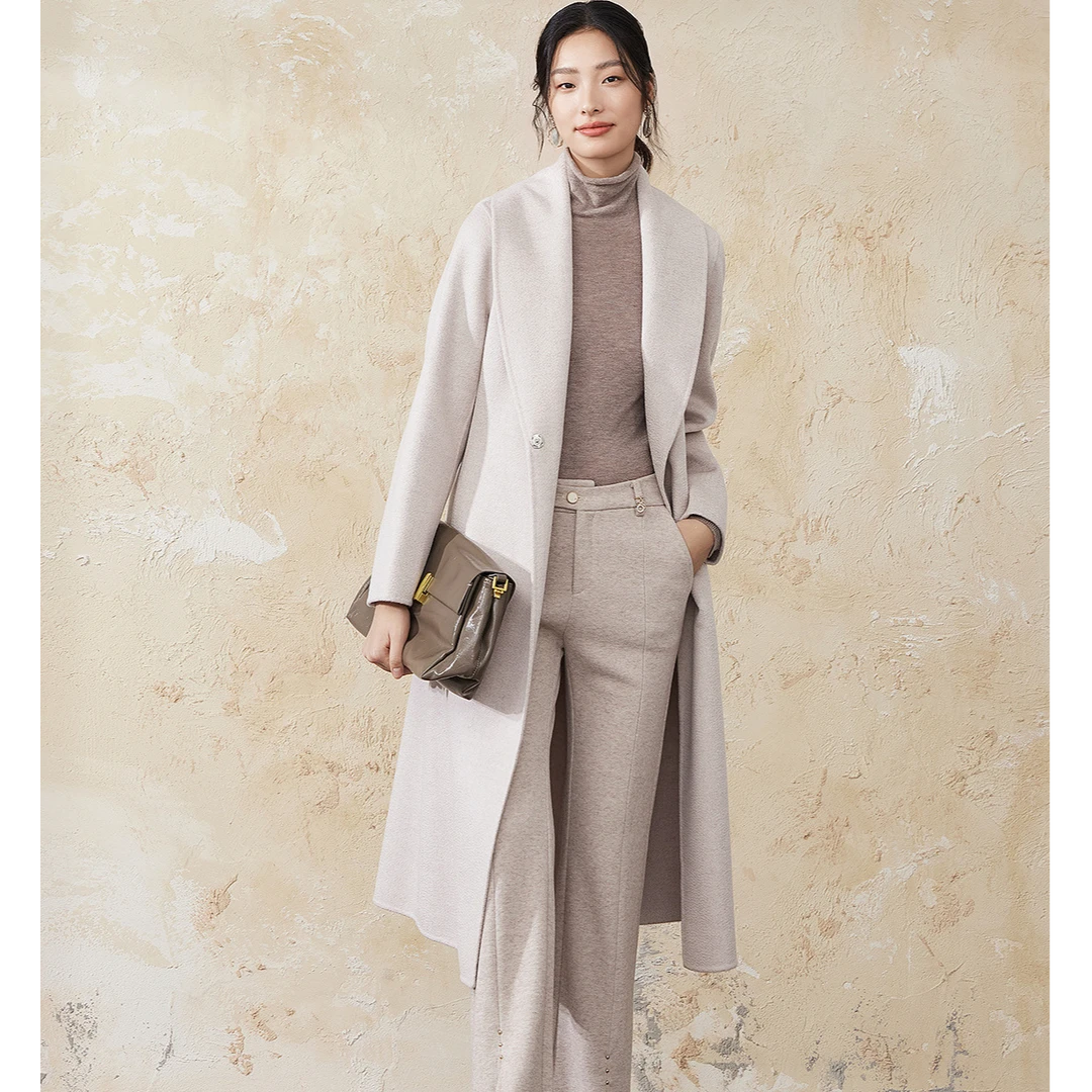 【粉丝专享】FINITY 毛呢外套新款双面呢长款大衣 F20UD4161D