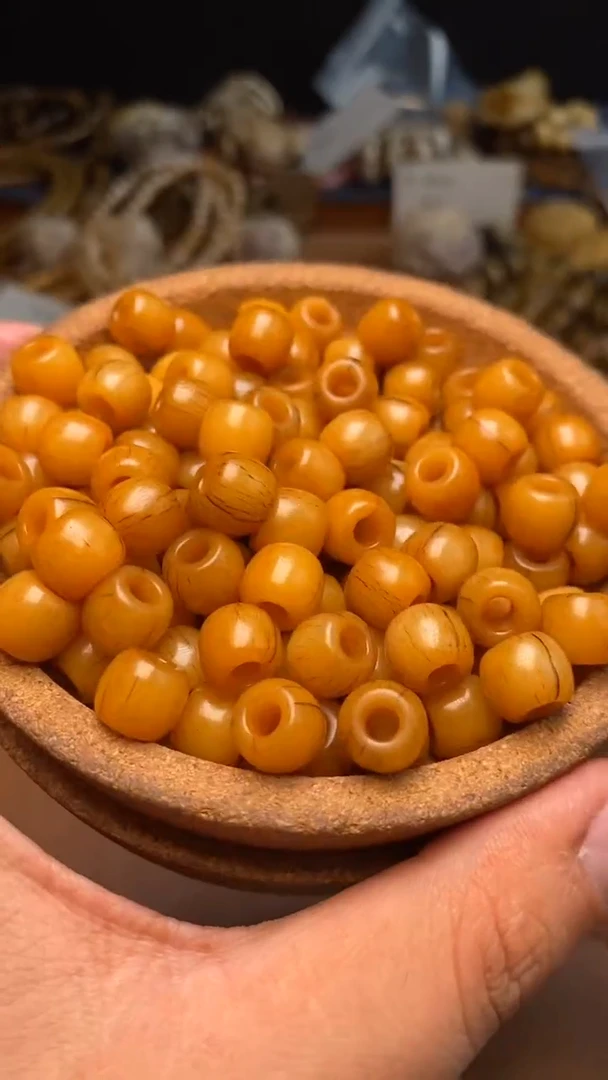 其他牛骨杂件115-果冻料桶珠2个-有棕裂