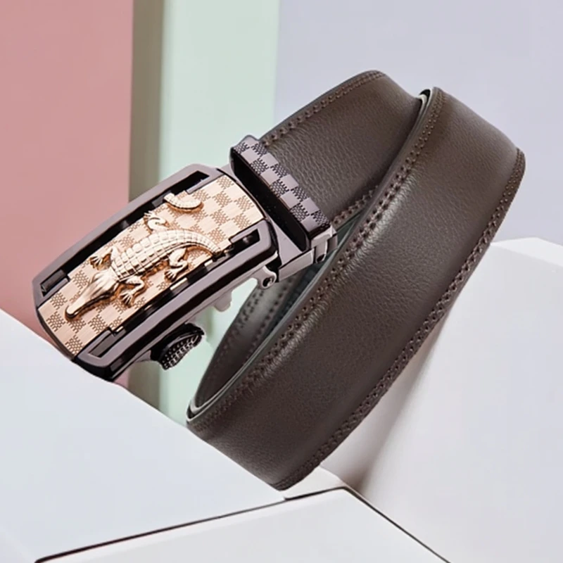 漂豹男士真皮款腰带自动扣时尚裤带男款真牛皮带质感商务裤腰带男