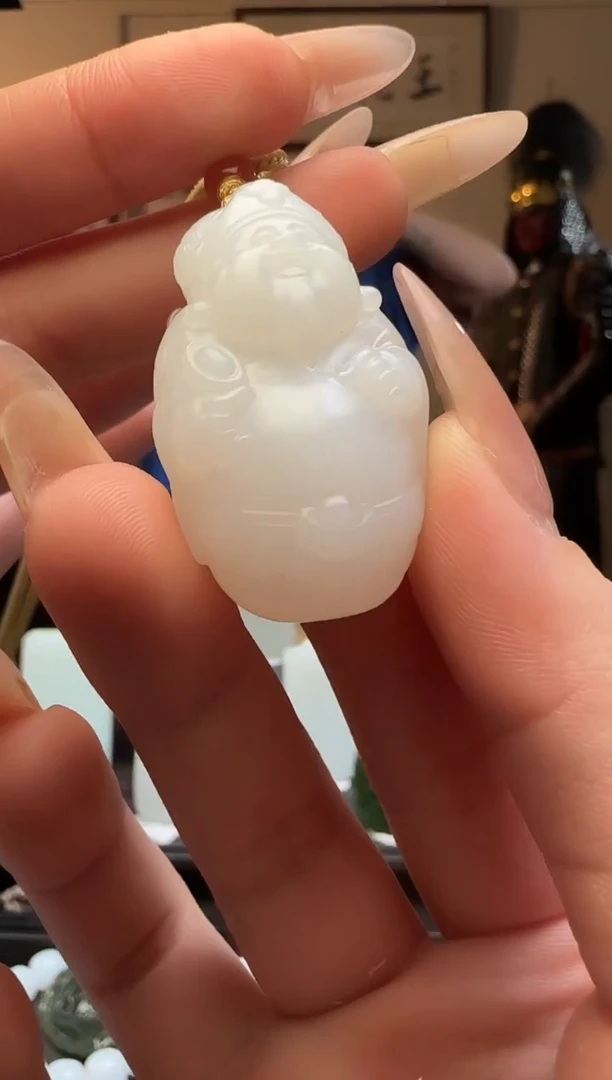 【闪购商品】和田玉白玉财神未镶嵌吊坠