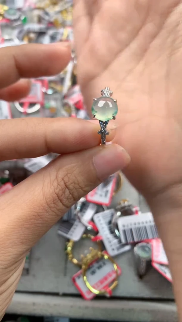 银S925镶嵌戒指翡翠111              6