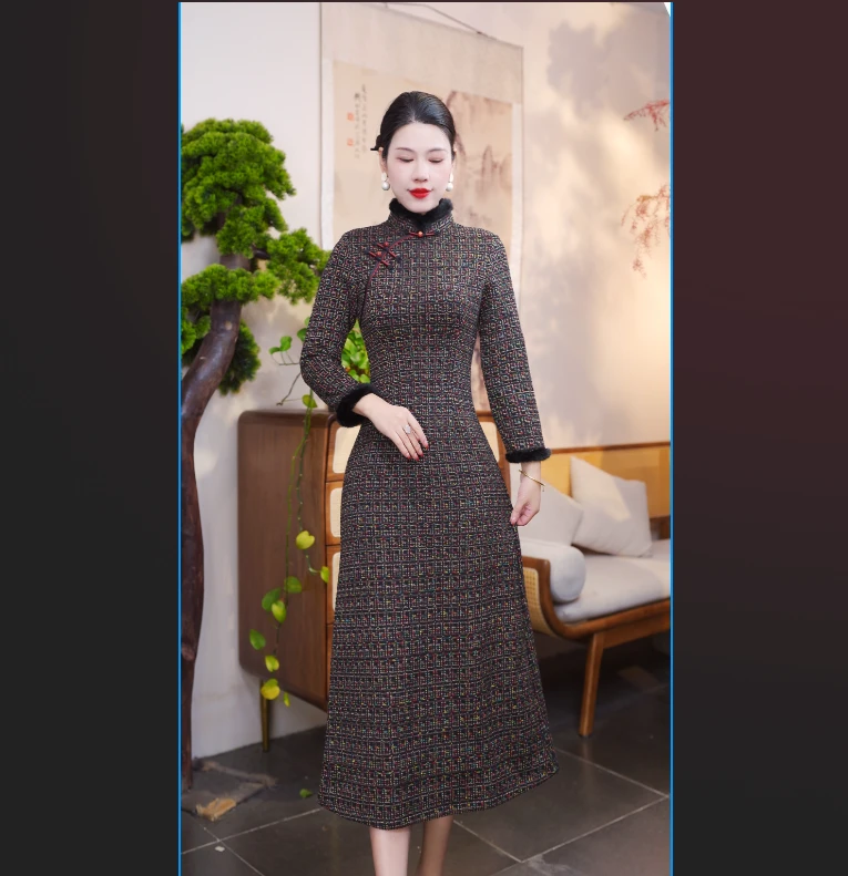 雨洛  2025新款旗袍气质日常优雅经典修身