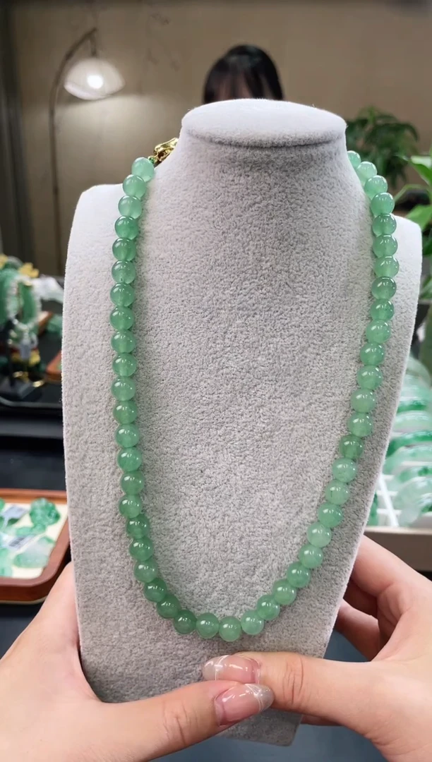 石英质玉合金颈饰元宝项链珠链8+mm