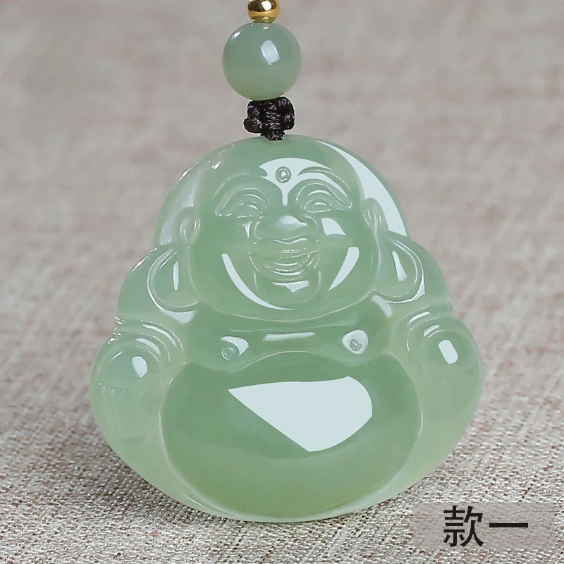 新疆和田玉佛公吊坠女款冰晴种双面弥勒佛笑佛大肚佛玉坠佩毛衣链