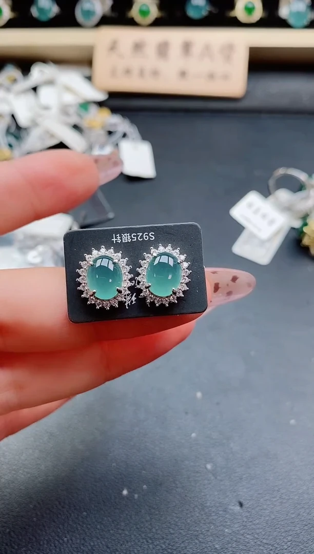 银S925镶嵌戒指翡翠1