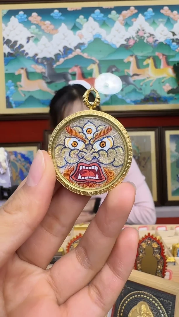 吊坠菩提叶画-热贡纯手绘